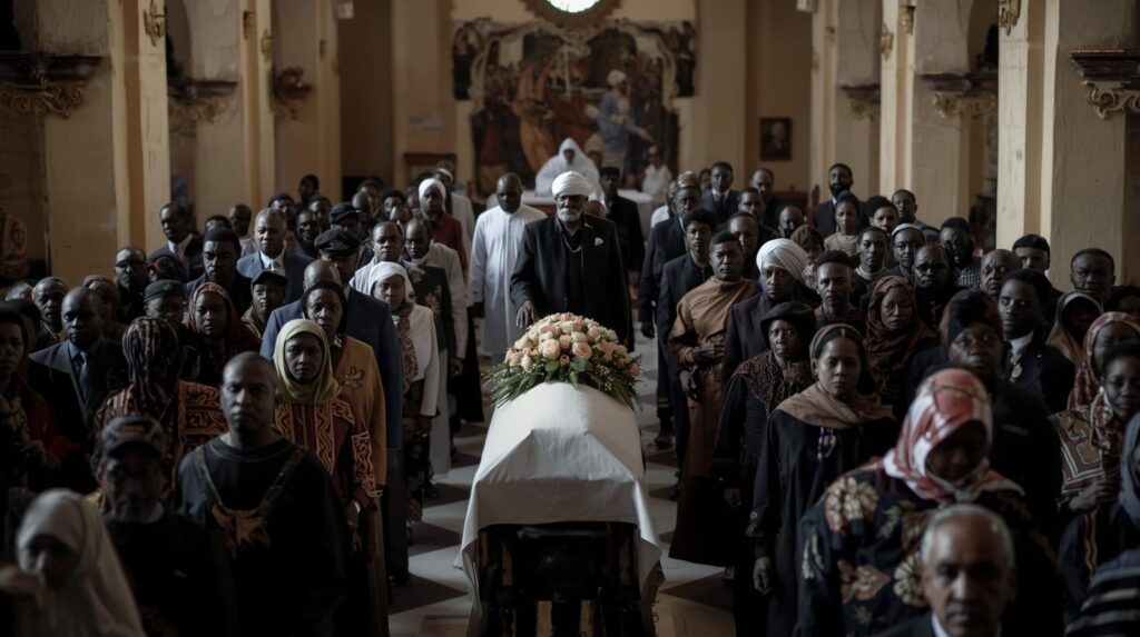 enterrement d'un mort à l'église au sénégal